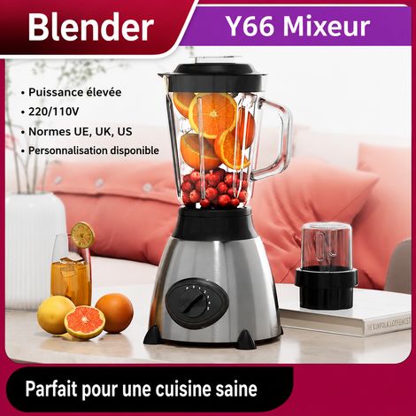 Blender mixeur multifonction 2 en 1 Y66 bol en verre prise UK 220V réf 8515 20 × 20 × 38 cm 3 g – Livraison gratuite (1/5)