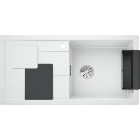 Blanco Evier SITY XL 6 S PuraDur en Silgranit + Planche et panier Lava Grey 100x50cm, Blanc (1/4)