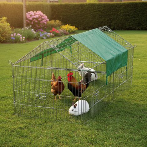 Parc Enclos lapin Extérieur grillage en métal pour lapins 2,20 x 1,02 x 0,85 m « 457 L Maison été»