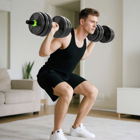 Ensemble d'haltères réglables 20 kg – haltères ajustables, barres + disques, musculation maison, fitness, débutants et experts (1/4)
