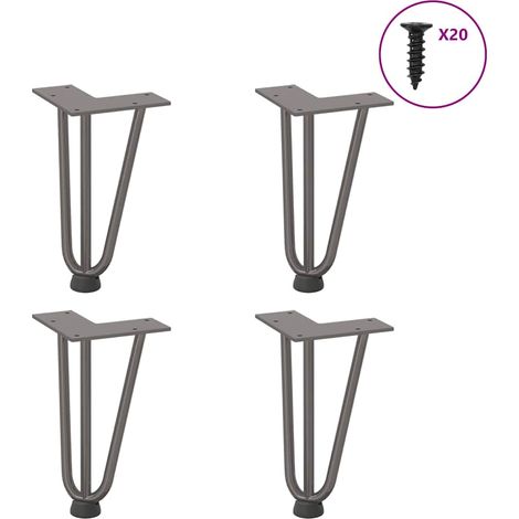 Haarnadelbeine für Couchtisch 4 Stk. Naturstahl 20 cm Massivstahl