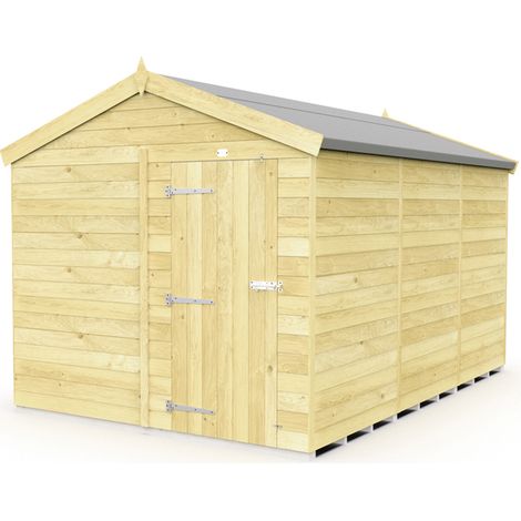 8 x 12 Feet Apex Shed - Single Door Without Windows - Wood - L358 x W231 x H217 cm