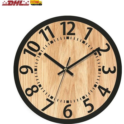 Reloj de pared de madera de 34 cm silencioso ideal para salón y oficina (1/5)