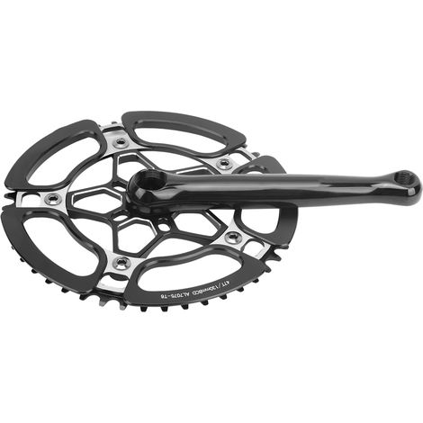 45T Fahrradkurbelgarnitur, Kurbelarm, Aluminiumlegierung, Singlespeed-Kurbelarm, Kettenblatt, Zubehör, Schwarz (1/5)