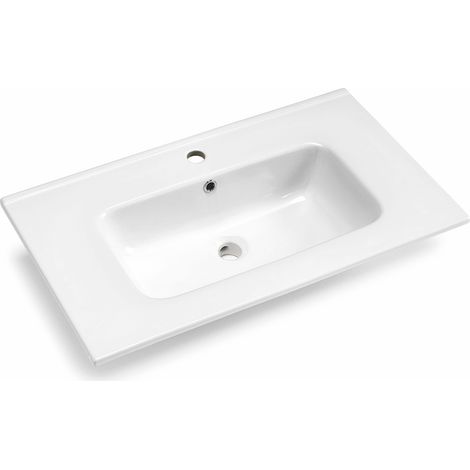 Lavabo a incasso 82x47 cm da bagno in ceramica bianco lucido (1/2)