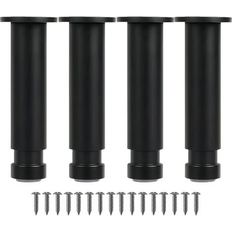 Pieds de Meuble Réglables en Aluminium Allié - Hauteur Ajustable. Pieds de Rechange métal pour Table Basse. Armoire. Salle de Bain. Canapé. lit - Support Solide et Durable (Noir. 15) (1/3)