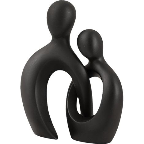 2 Sculpture Céramique Noir, Design Abstrait Couple, Surface Givrée, Décoration Salon Bureau Chambre (1/5)