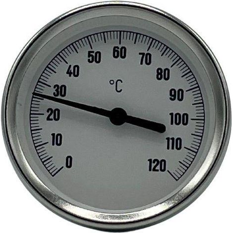 Bimetall Thermometer Zeigerthermometer 0°C bis 120°C mit Tauchhülse Heizung Warmwasserspeicher