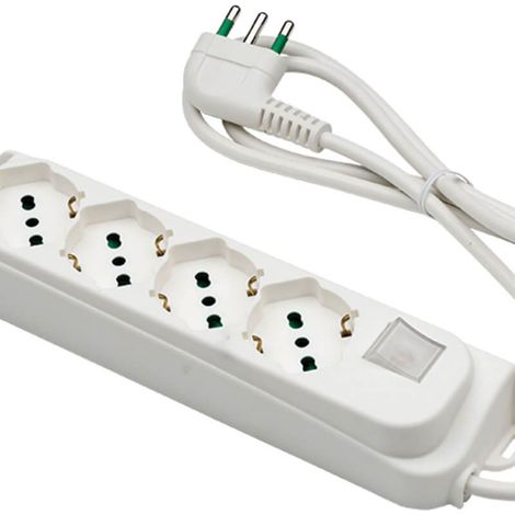 Mehrfachsteckdose 4 Bypass-/Messsteckdosen mit 3 Meter Kabel