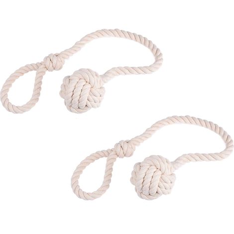 2 embrasses corde coton naturel nouées facilement, beige clair neutre (1/2)