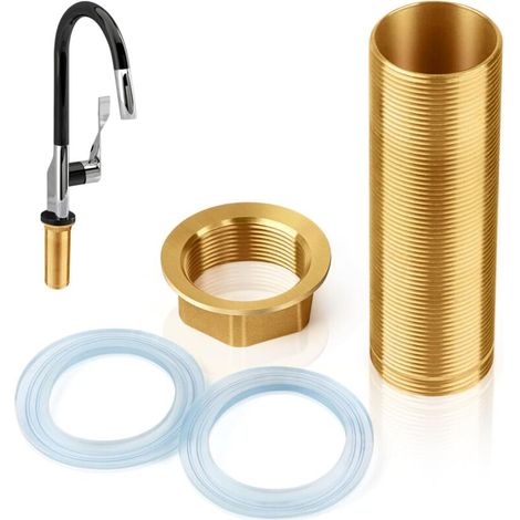 Kit de Réparation de Robinet, Tuyau Fileté d'Extension Wasserhahn Verlängerte Hohe 1 Robinet Mitigeur Kit D'accessoires de Fixation Filetés en Laiton pour Réparation de Robinet (1/5)