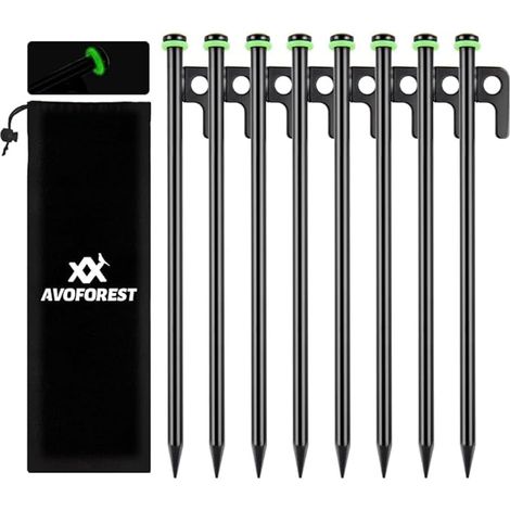 Piquets de tente - Piquets de terre stables - Piquets de tente résistants aux tempêtes - 30 cm - Piquets de camping - Accessoires de tente - Piquets longs et robustes - Idéal pour les sols (1/5)