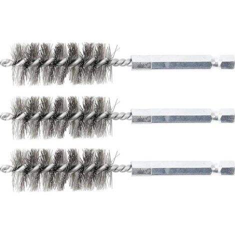 Brosse en Acier 3 pcs - 18 mm, 6,3 mm (1/4) - Résistante et Polyvalente pour Nettoyage et Débouchage - D-Work