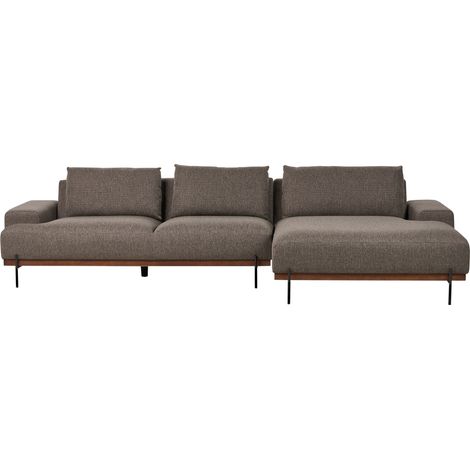 Sofá esquinero de tela 3 plazas estilo minimalista patas metal marrón izquierdo Mariferd