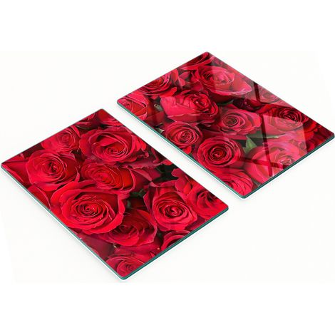 Tablas decorativas de cristal para cortar y servir, rosas rojas, 2x40x52 cm