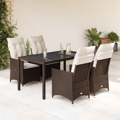 vidaXL Gartenmöbelset 5-teilig mit Kissen braun Poly-Rattan (1/5)