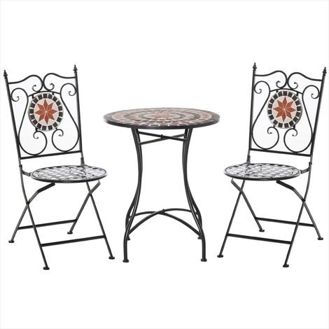 Table de jardin bistro 2 places avec chaises pliantes et Métal (1/5)