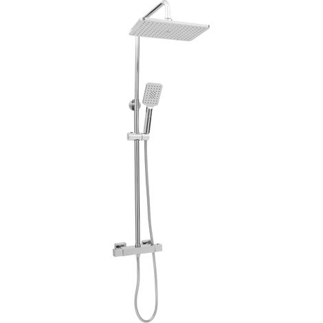 【Chauffage et ventilation】Colonne de Douche Complet, 30 × 30CM Pommeau de Douche Pluie Carré avec Douchette Main Libre - Ensemble de douche thermostatique à hauteur réglable (1/5)