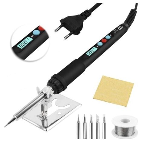 BUNTHAUS Fer à souder électrique,60W Kit de Soudure Température Réglable 200℃500℃avec l'Interrupteur ON/OFF,Souder Etain de Précision,5 Pointes de Rechange pour Réparation Soudage Brasage Quotidiens (1/5)