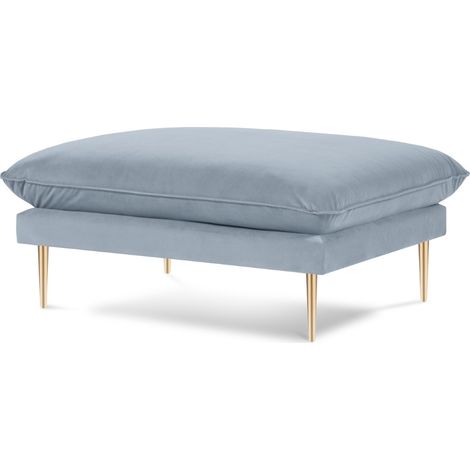 Pouf en velours bleu clair (1/4)