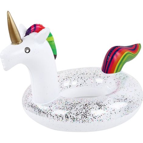 Bouée de bain de sécurité en PVC pour adultes, grands anneaux de vie, jouets d'eau de piscine avec paillettes transparentes, Licorne de 90 cm (1/5)