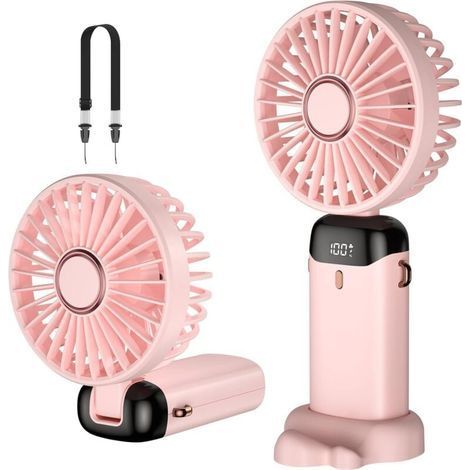 Ventilador portátil rosa, mini ventilador USB recargable, pequeño ventilador de bolsillo. (1/4)