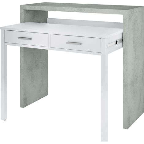 Bureau, Console, Couleur Blanc « Artik », Dimensions : 87,5 x 98,5 x 36-70 cm (Hauteur x Longueur x Profondeur, en centimètres) (1/5)