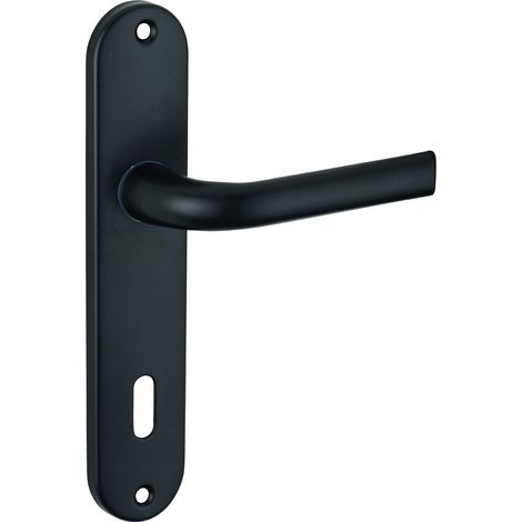 Thirard – Ensemble de poignées de porte intérieure Leto – Aluminium noir – Carré 7mm – Entr'axes 165mm – Trou de clé