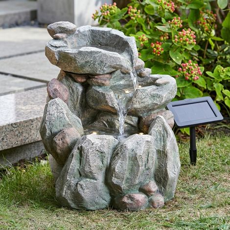 Stone Effect Solar Rock Fall Water Feature (1/2)