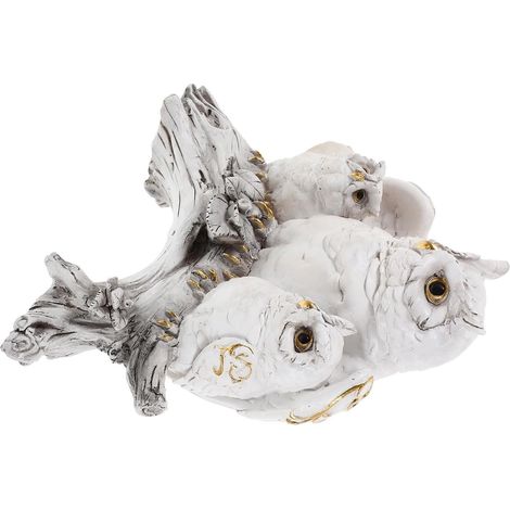 Statue de Hibou en Résine Blanche Décoration de Jardin et Bureau Compacte Sculpture Animale d'Extérieur Stable et Solide pour Maison Café et Espace de Travail (1/5)