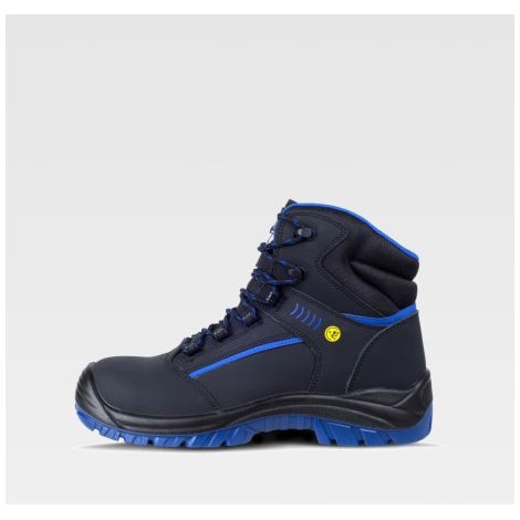 Bota de protección piel de nobuk, con descarga electrostática ESD P2911 WORKTEAM 47 Negro / Azulina