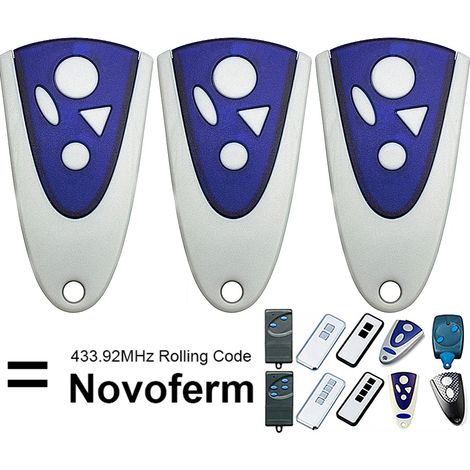 Coocheer – Télécommande NOVOFERM NOVOTRON 504 MAX43-4 – Émetteur mural 433,92 MHz – Programmation facile – Lot de 3 unités