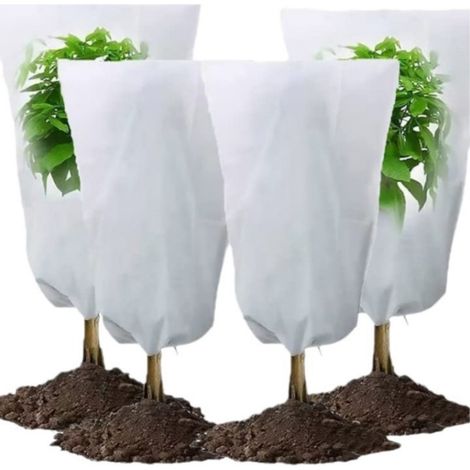 Cubierta protectora para plantas, tela no tejida gruesa y transpirable, con cordón ajustable, para árboles, arbustos, hortalizas, flores, invierno. (1/5)
