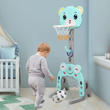 3 in 1 basketball hoop set height adjustable basketball stand & football goal & ring toss game (1/5)