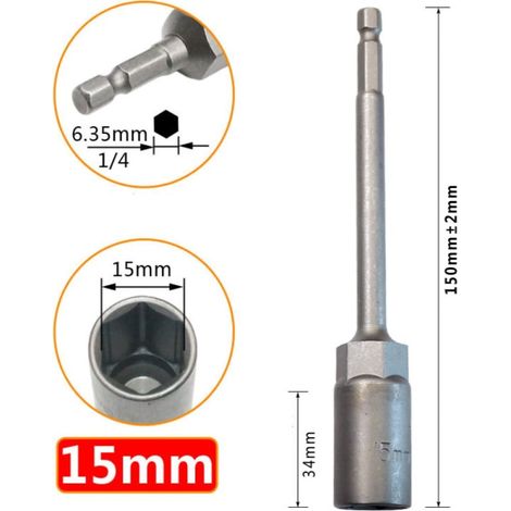 Adaptateur De Douille À Embrayage Hexagonal - 5 5 mm À 19 mm - Pour Visseuses Pneumatiques Et Électriques - 1 Pièce (1/5)
