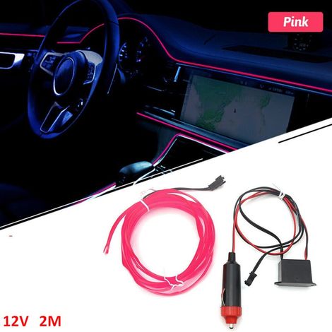 LED-Lichtleiste mit Dioden für Armaturenbrett/Innenraum, rosa Licht, 12 V, 2 m, Ambientebeleuchtung