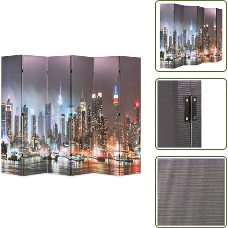 Raumteiler klappbar 228 x 170 cm New York bei Nacht - Raumteiler - Klappbarer Raumteiler - Paravent - Dekorative Wandaufhängung - Wohnbereich Dekoration (1/5)