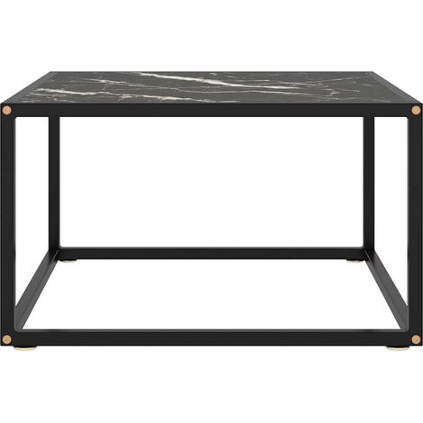 Maison Exclusive - Table basse Noir avec verre marbre noir 60x60x35 cm (1/5)