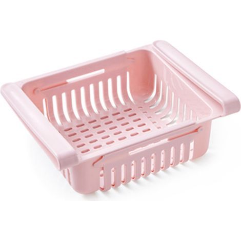 Lot de 2 bacs de rangement extensibles pour réfrigérateur, étagères réglables, rose nordique (1/5)