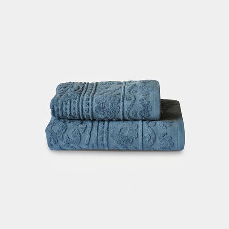 Coppia asciugamani in spugna jacquard bagno Brio - Blu