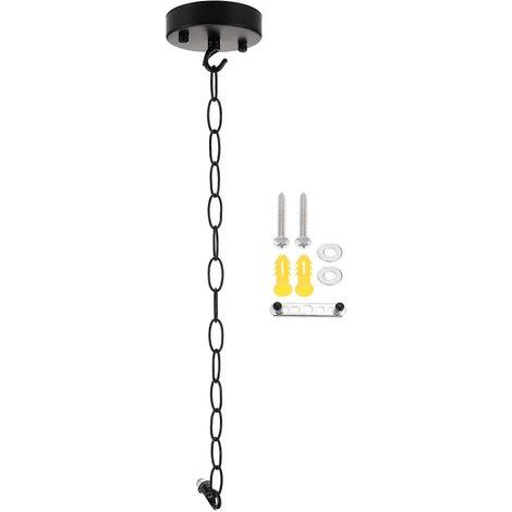 kit de suspension vintage avec rosace, chaîne et plaque de plafond robuste-50X10X2CM-Black (1/4)