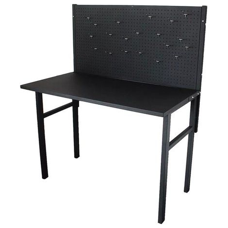 Labor Tavolo Richiudibile Da Parete In Metallo Con Piano Di Lavoro In Metallo E Pannello Preforato Con 20pz Ganci D'appenderia In Metallo Dimensioni Tavolo Aperto Cm 120x66,5x144 Dimensioni Tavolo Chi