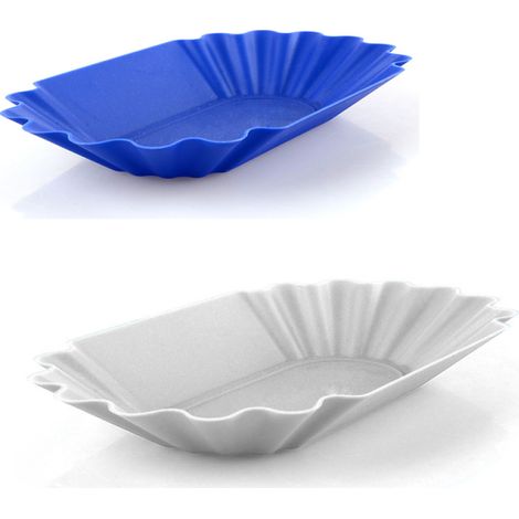 Bol Currywurst - 450 G - PP Alimentaire - Compatible Micro-ondes Réfrigérateur Lave-vaisselle - Blanc Et Bleu - Lot De 2 (1/5)