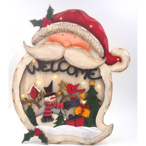Tavoletta Decorativa Natalizia Casa Babbo natale in legno 27 cm (1/2)