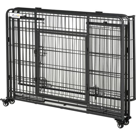 Metal Dog Cage Kennel Locking Door & Wheels Removable Tray Openable Top  Large Pets 109.5 x 71 x 78 cm (1/5)