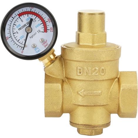 Régulateur de pression d'eau en laiton réglable DN20 avec manomètre (1/5)