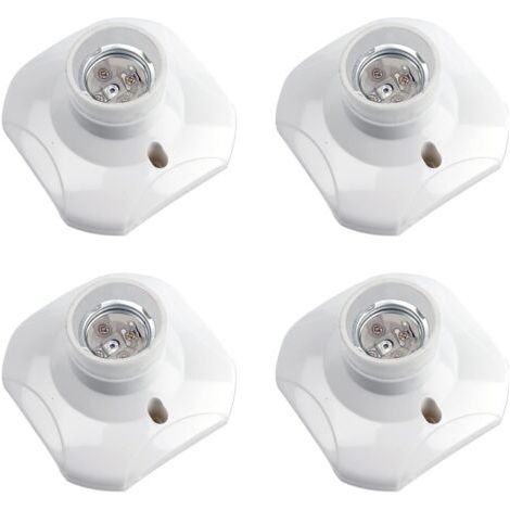 Douille de plafonnier E27 à vis, douille murale/murale avec culot E27, AC 230 V, porte lampe carrée blanche, base support plastique pour lampe de garage plafond, lot de 4 (1/5)