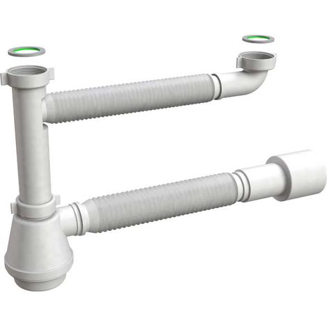 SIFONE FLESSIBILE PER LAVELLO A 2 VIE ""FLEXYBON"" 1""1/2 x Ø40-50 mm