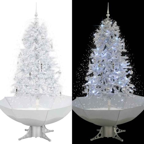 vidaXL Albero di Natale con Neve e Base a Ombrellone Bianco 170 (1/5)