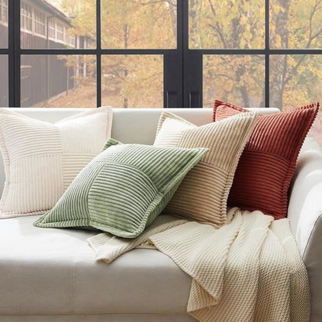 Housse Coussins 45x45 pour Canapé Motif Croisé en Velours Côtelé Doux Coussin Vert Sauge pour Vert 45 x 45 cm (Lot de 2) (1/4)